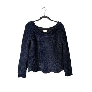 Altar’d State Boho Blue Soft Knit Wide Neck Casual Sweater Size Large